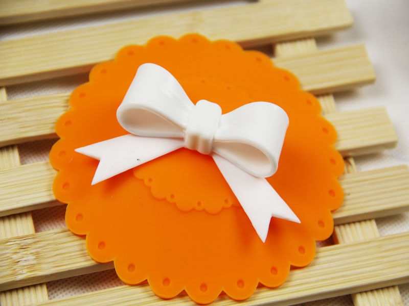 CJ224 Cute 10.5cm Anti-dust Silicone Cup Cover Silicone Lovely Bowknot Cup Cover Coffee Cup Suction Seal Lid Cap