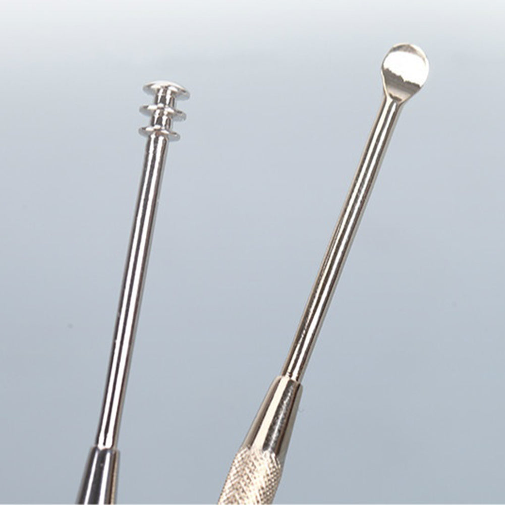 Earpick Double-Ended Stainless Steel Spiral Ear Pick Spoon Ear Wax Removal Cleaning Tool Health Care Tool 1 Pc Main image