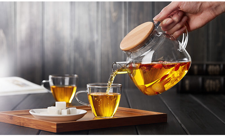1L/1.6L Big Transparent Borosilicate Glass Teapot Heat-Resistant Large Clear Tea Pot Flower Tea Set Puer Kettle Office Home Tool