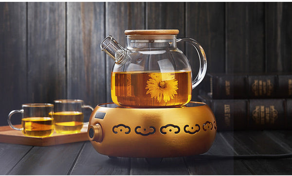 1L/1.6L Big Transparent Borosilicate Glass Teapot Heat-Resistant Large Clear Tea Pot Flower Tea Set Puer Kettle Office Home Tool