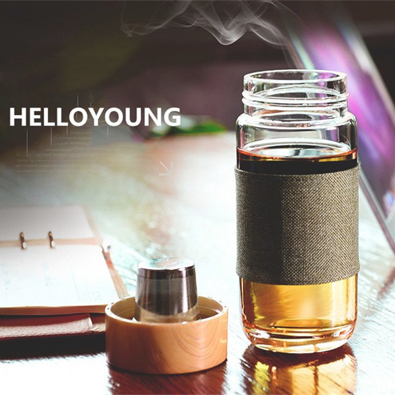 Glass tea water Bottle With Stainless Steel 304 Tea leaks Filter Bottle For Water teaTumbler My drink Car travel bottles Main image