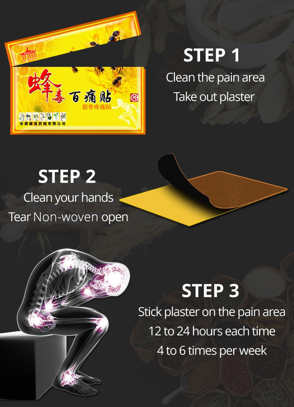 Bee Venom Pain Plasters Effective relief knee joint pain leg joint pain Leg musle pain Medical plaster Dropshipping 50Bags/lot