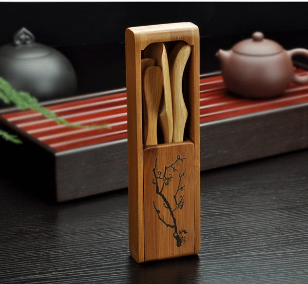 CJ253 Tea Spoon Kit Box Folding Tea Tools Set 120 Degrees Folding Rotation Tea-leaf Clean Clip tea-set