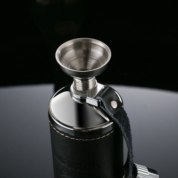 10oz Luxury Hip Flask Stainless Steel Flask Liquor Portable With Box As Gift Cylinder Design Leather Flask Whisky Bottle