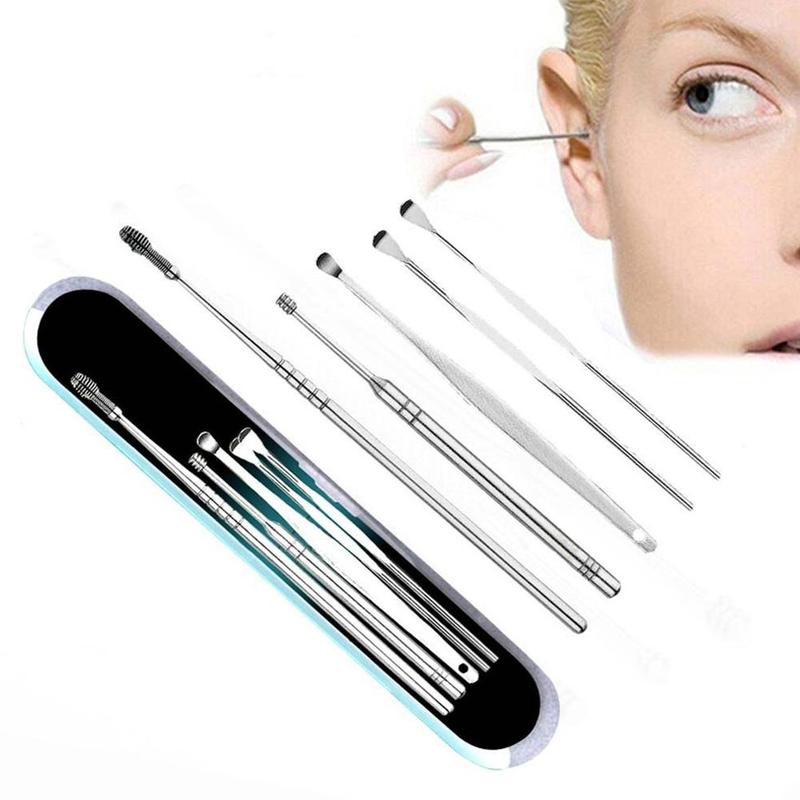 5 Pcs / Lot Stainless Steel Portable Spiral Choose Ear Wax Health Stick Cure Cleaner Cleaning Kit Ear Care Removal Tools Secondary image
