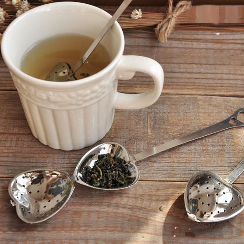 1 Pc Stainless Steel Practical Heart Shape Tea Infuser Spoon Strainer Steeper Handle Shower Table Tool Secondary image