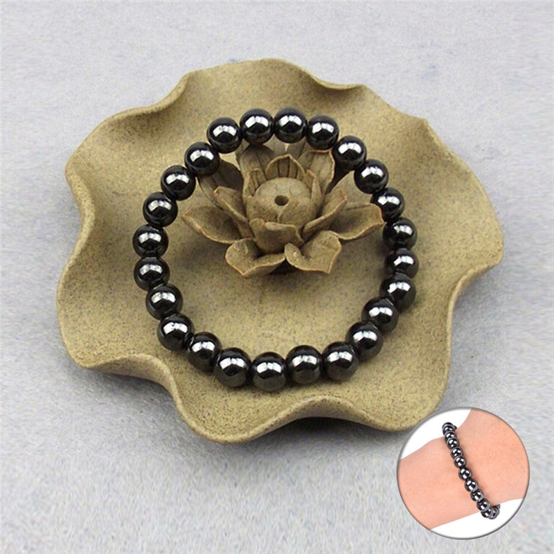 1PCS Unisex Luxury Slimming Bracelet Weight Loss Round Black Stone Magnetic Therapy Bracelet Health Care