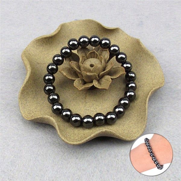 Unisex Luxury Slimming Bracelet Weight Loss Round Black Stone Magnetic Therapy Bracelet Health Care 1PCS