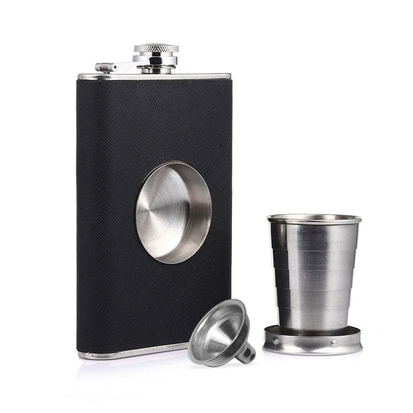 8oz Flagon Hip Flask Wine Pot Whiskey Stainless Steel Folding Cup Leak Proof Barware Drink Alcohol Whiskey Outdoor Wine Funnel