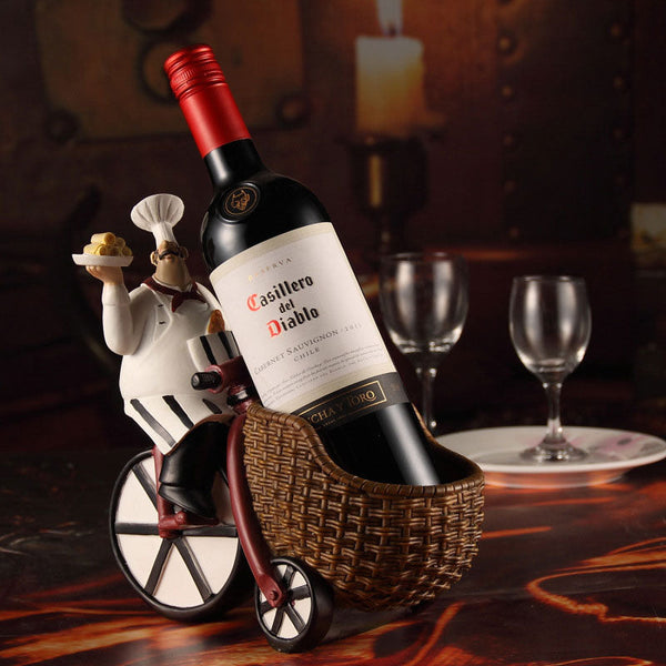 Creative Resin Chef Wine Rack Craft Figurine Wine Stand Cook Wine Bottle Holder Home Wine Ornament Shelf Racks for Restaurant