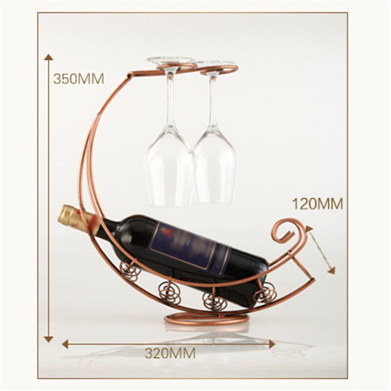 Metal Antique Black/Bronze Metal Wine Bottle Champagne Storage Holder Rack Bar Stand Bracket Display Stand Bracket Decor Main image