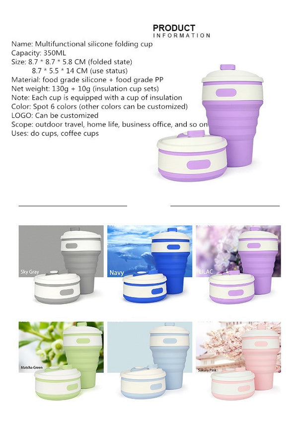 HELLOYOUNG Fashion 350ML Portable 4 Color Coffee Tea Folding Silicone Water Bottles Travel Hiking Picnic Collapsible Bottle