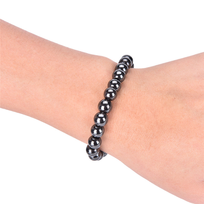1PCS Unisex Luxury Slimming Bracelet Weight Loss Round Black Stone Magnetic Therapy Bracelet Health Care Secondary image