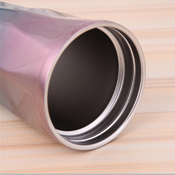 Coffee Mug With Straws Cup 500ml Creative Double Wall Stainless Steel Gradient Diamond Shaped Vacuum Insulation Bottle Tour