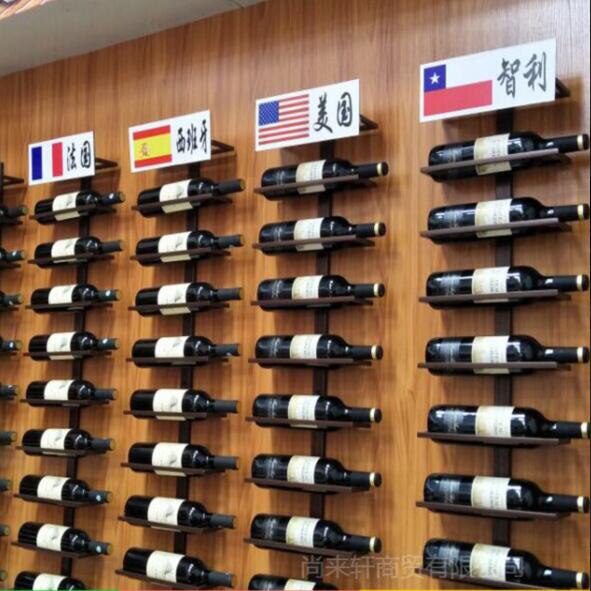 Iron Wall Mounted Wine Holder European-style Tilted/Straight Wine Rack Red Wine Champagne Bottle Display Stand Rack Organizer