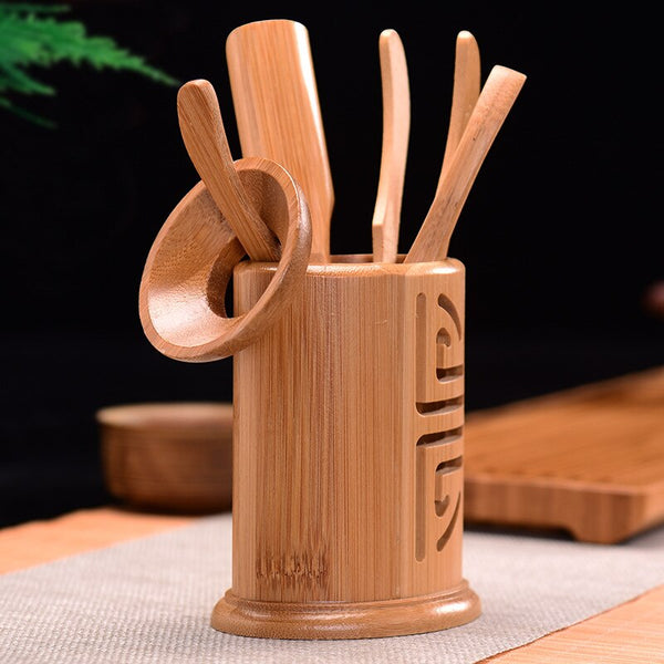 6 Pcs/set Handmade Kung Fu Tea Sets Vintage Puer Knife Spoon Tea Tools Set Tea Ceremony Utensils Chinese Bamboo Clip Strainer