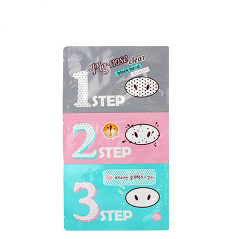 1 PC. Facial Skin Care Head Massage Clean Blackheads Remove Beauticians Pig Nose Acne Mask Stickers 3 Step Kit Black Secondary image