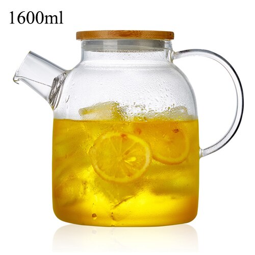 1L/1.6L Big Transparent Borosilicate Glass Teapot Heat-Resistant Large Clear Tea Pot Flower Tea Set Puer Kettle Office Home Tool