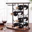Wooden Wine Rack Crafts Iron Wine Bottle Rack Holder Display Shelf Kitchen Bar Exhibition Storage Organizer Home Decor