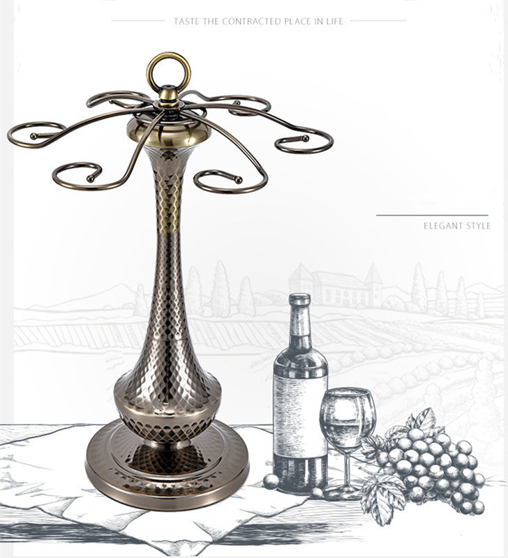Creative Iron Wire Wine Rack Stand Hanging Drinking Glasses Stemware Rack Shelf Wine Bottle & Glass Cup Holder Display