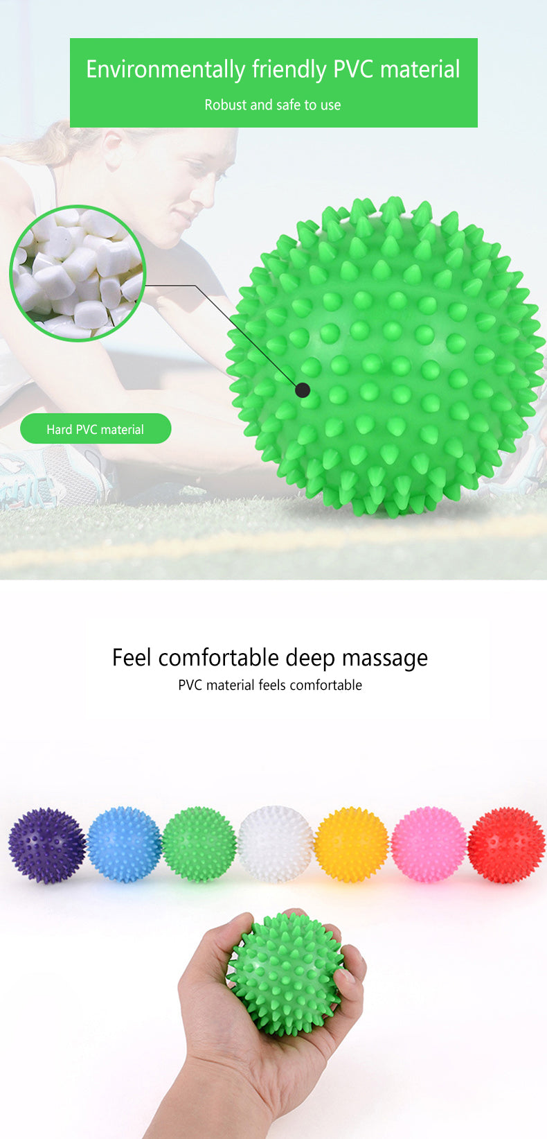 7cm 9cm Durable PVC Spiky Massage Ball Trigger Point Sport Fitness Hand Foot Pain Relief Plantar Fasciitis Reliever Hedgehog