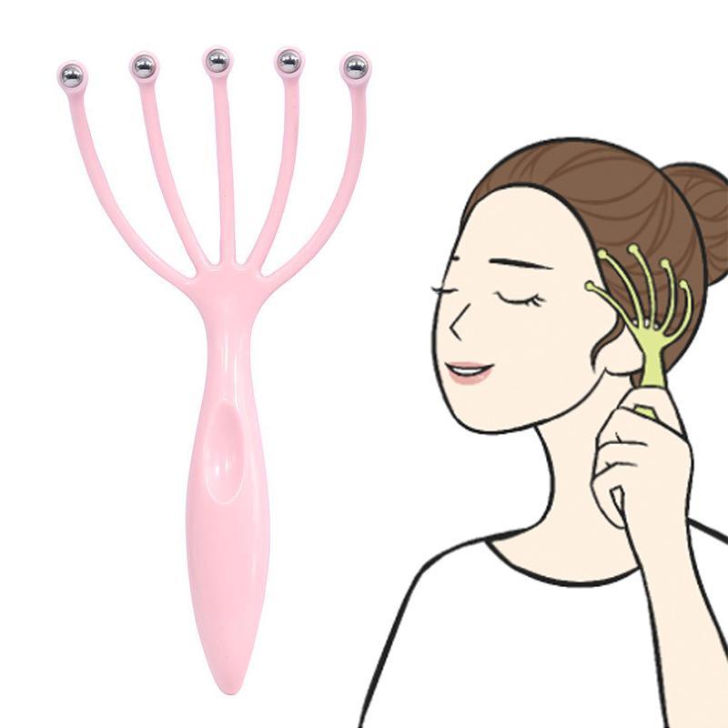 Five Finger Relax Massager Head Hair Held SPA Scalp Neck Stress Release Head Physician Steel Ball Massage Relaxation 1Pc