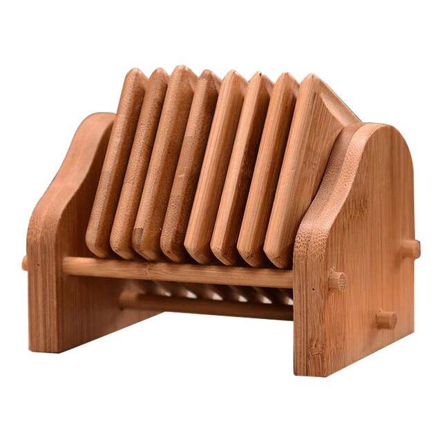 High Quality Bamboo Coaster and Holder Set Home Office Meeting Room Mugs Drinking Cup Mat Kung fu Tea Set Accessories