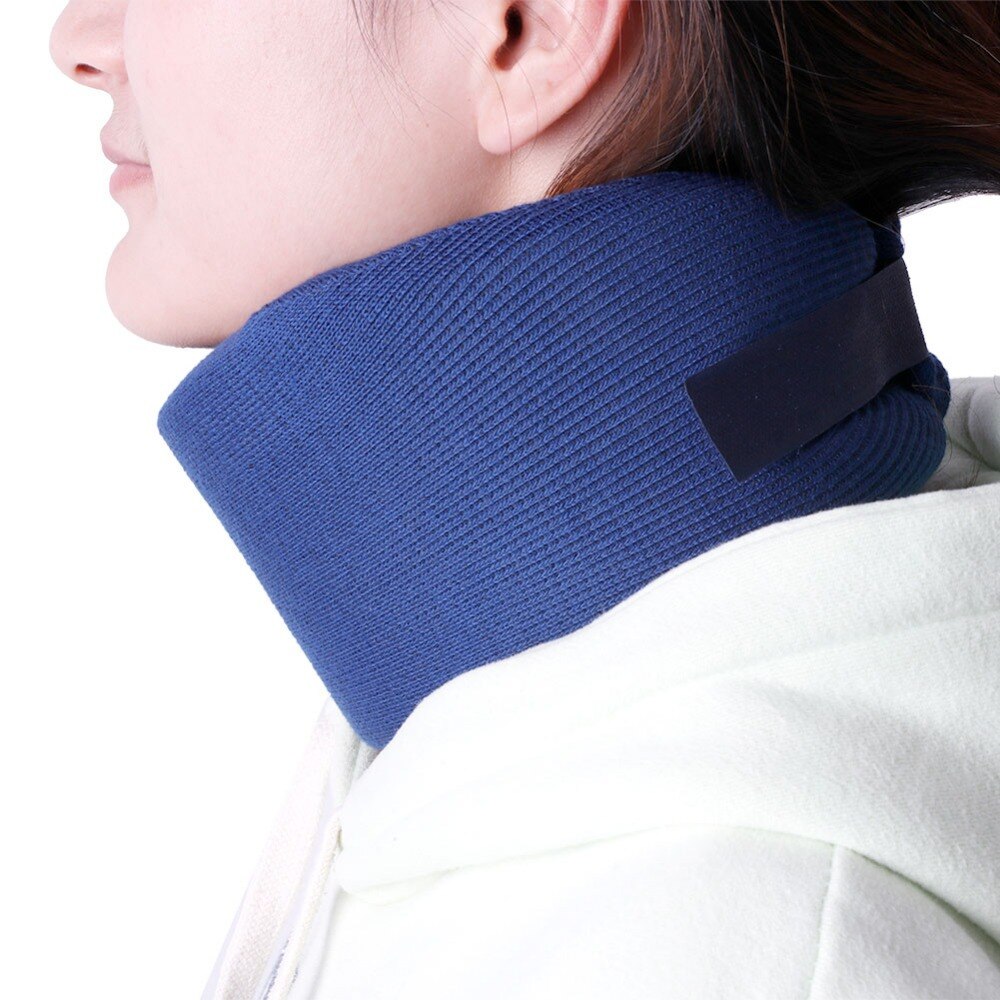 Unisex Soft Foam Cervical Collar Neck Brace Support Shoulder Pain Relief Adjustable Health Care Tool Navy Blue Khaki