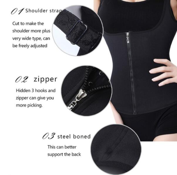 Shoulder Strap Waist Trainer Slimming Belt Vest Corset Women Zipper Hook Body Shaper Waist Cincher Slimming Weight Loss