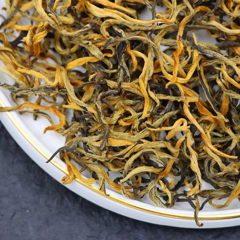 High-grade alpine Yunnan Dian Hong tea leaves showing fine craftsmanship and velvety texture.