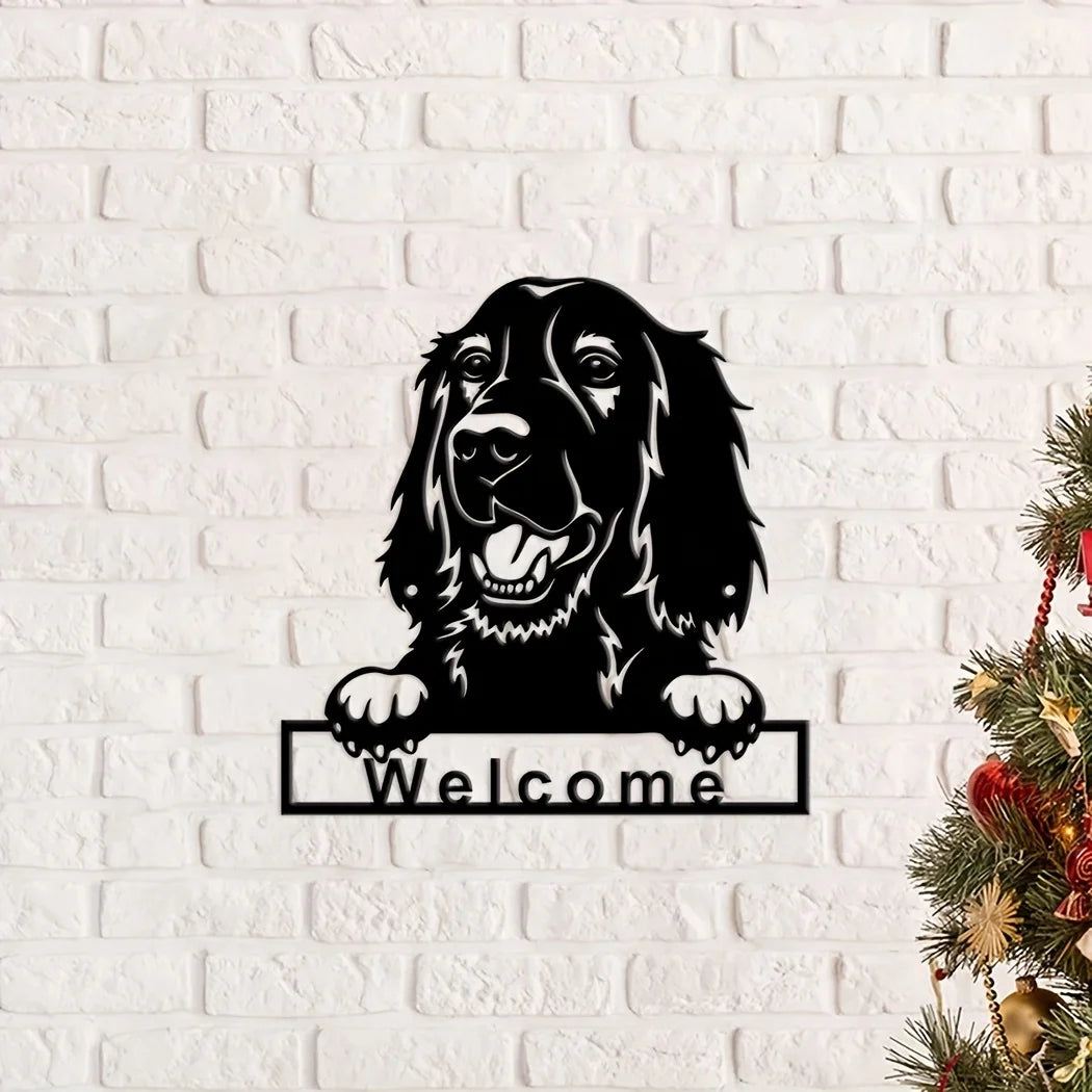 1PC Irish Setter Dog Welcome Wall Sign, Metal Wall Art Ornament, Nostalgic Wall Decoration Dog Retro Metal Tin, Coffee Tin Sign