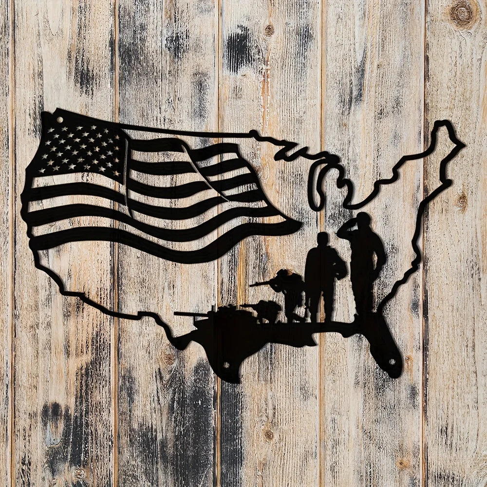 1pc Veteran Military Armed Forces/Cowboy Hat Horseback Riding Mens Metal Tag for Veterans Day and Nomad Decorations Secondary image