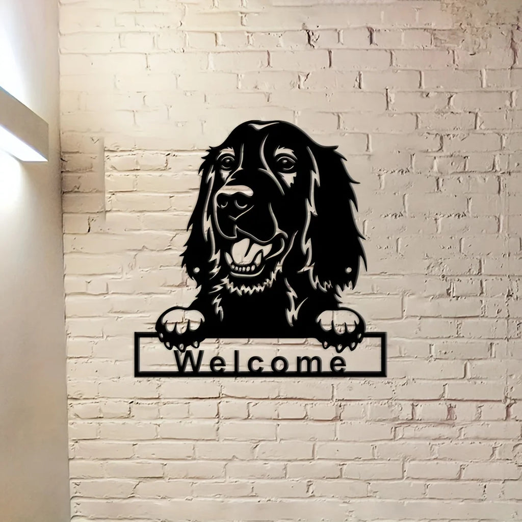 1PC Irish Setter Dog Welcome Wall Sign, Metal Wall Art Ornament, Nostalgic Wall Decoration Dog Retro Metal Tin, Coffee Tin Sign