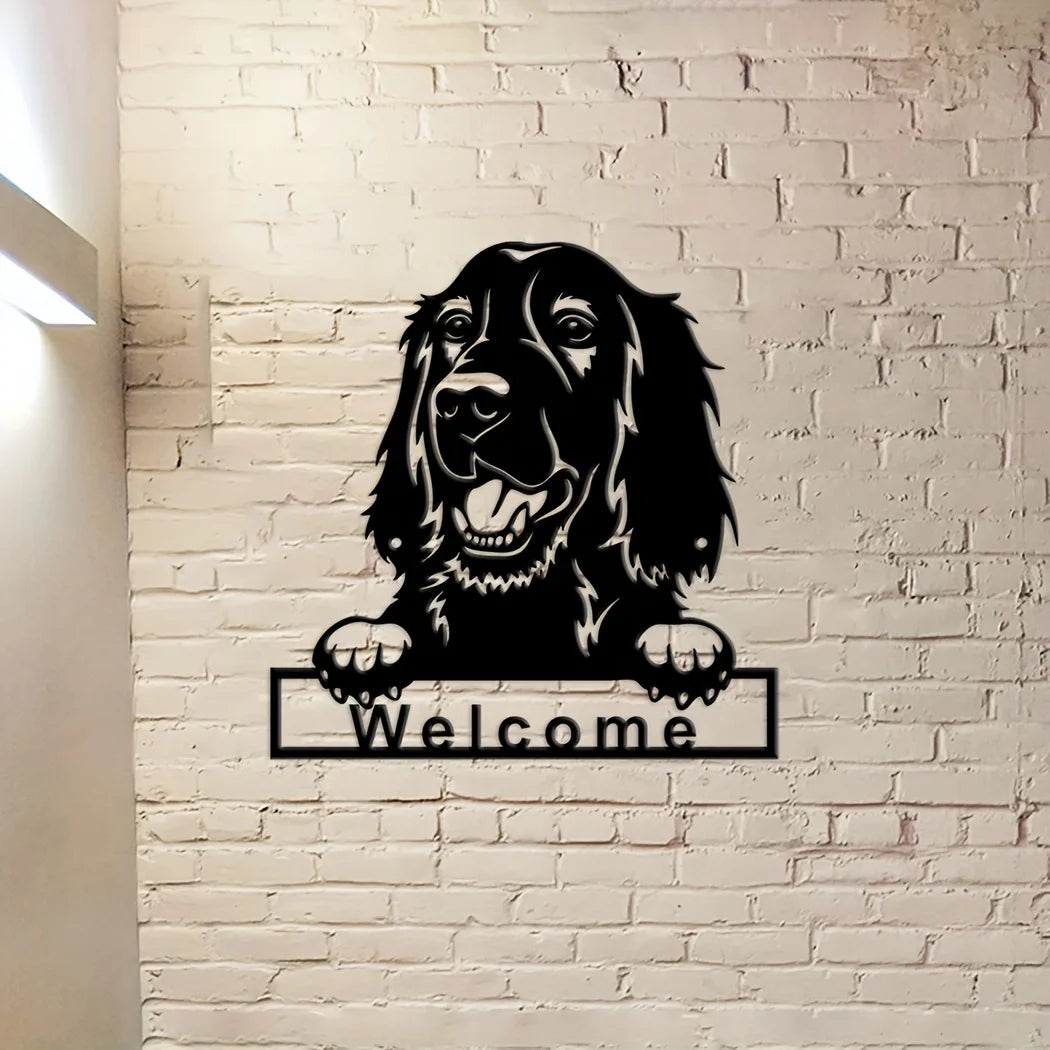 1PC Irish Setter Dog Welcome Wall Sign, Metal Wall Art Ornament, Nostalgic Wall Decoration Dog Retro Metal Tin, Coffee Tin Sign