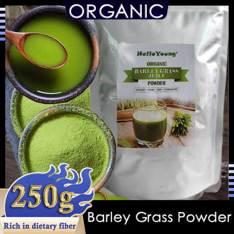 HelloYoung Barley Grass Powder Original 100% healthy Pure Organic Barley Rich in Immune Vitamin, Fibers, Minerals, Antioxidants and Protein Main image