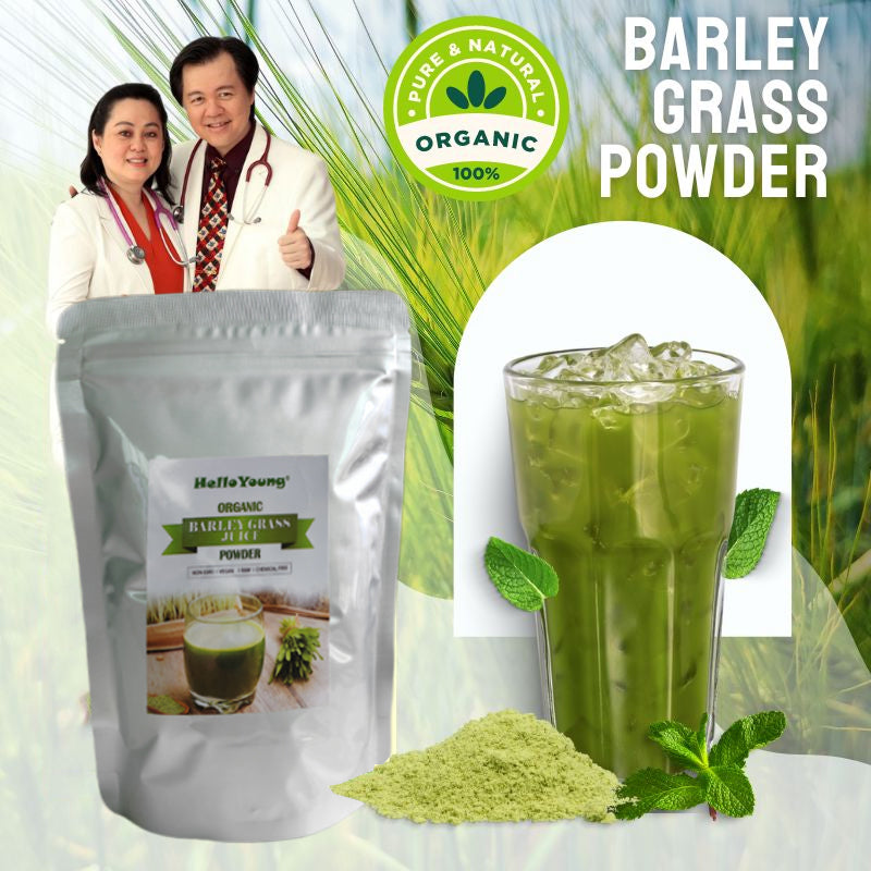 HelloYoung Organic Barley Grass Powder original 250g barley grass official store barley grass powder willy ong Vitamins, Minerals, Raw Organic Perfect Food Green Superfood
