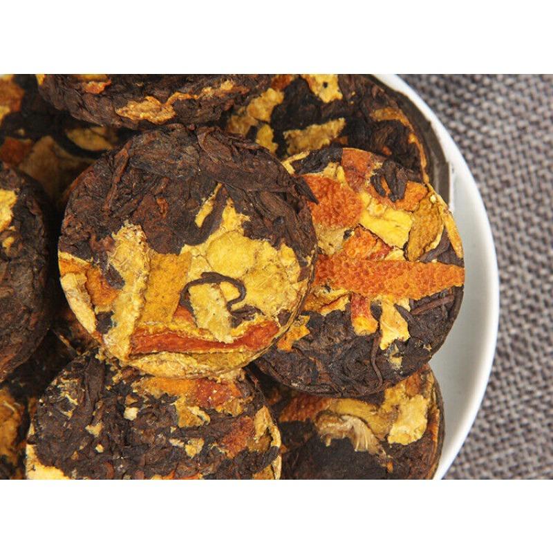 500g Yunnan Chenpi Pu'er tea cake citrus ripe tea black tea small jade cake