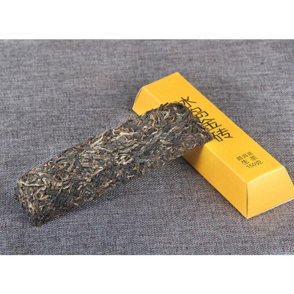HelloYoungTea 150g Golden BarIceland Gold Brick Puerh Raw Brick Tea Mengku Gold Leaf Flower