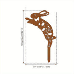 CIFbuyWhimsical Garden Stakes Set - Elegant Metal Bunny, Butterfly & Bird Decor | Iron Accents for Flower Beds & Pathways - Weatherproof Outdoor Art- Outdoor statue.Garden Stakes