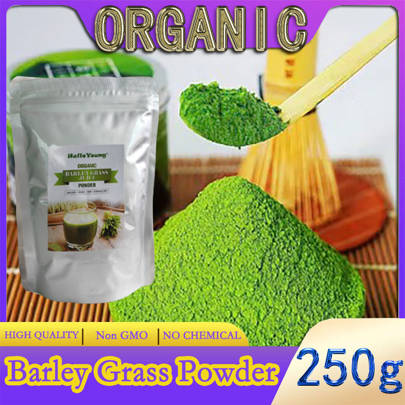 HelloYoung Organic Barley Grass Powder original 250g barley grass official store organic barley grass powder Natural Superfood, Vegan, Gluten Free, Non-GMO, Kosher