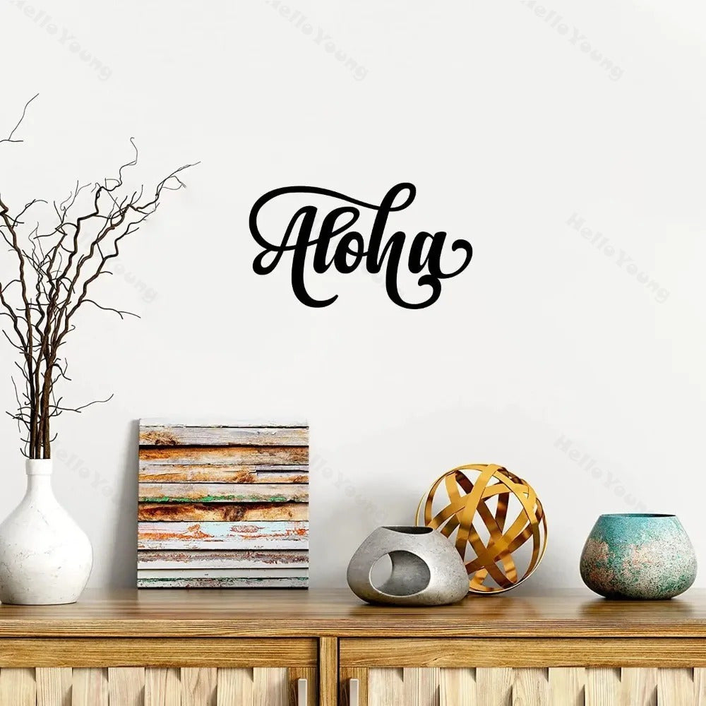 Aloha Metal Home Sign Wall Art – Decorative Accent, Stylish Hanging Wall Decor, Iron Art for Home Decoration and Wall Hanging
