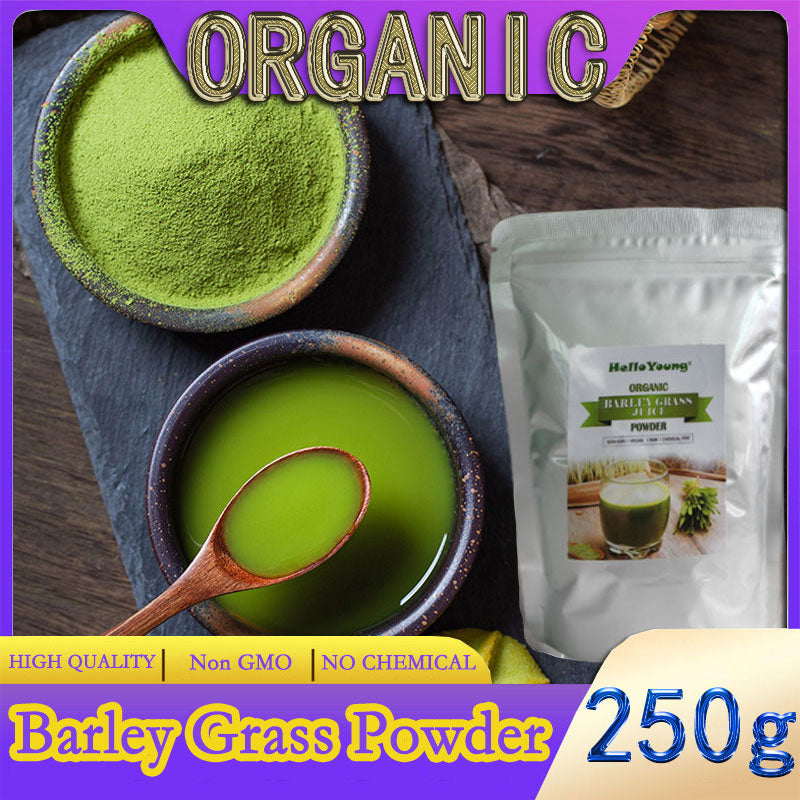 HelloYoung Organic Barley Grass Powder original 250g barley grass official store pure organic barley Non-GMO Vegan Cold-Juiced and Low-Temperature Dried Main image