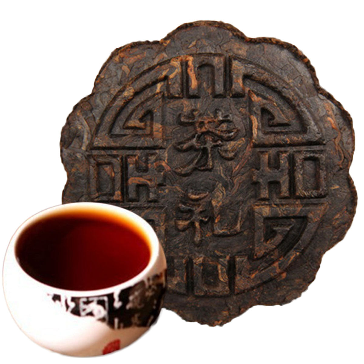HelloYoung100g Yunnan Puerh Tea Moon Cake Flower Good Moon Round Pu Er Ripe Tea Green Food Main image
