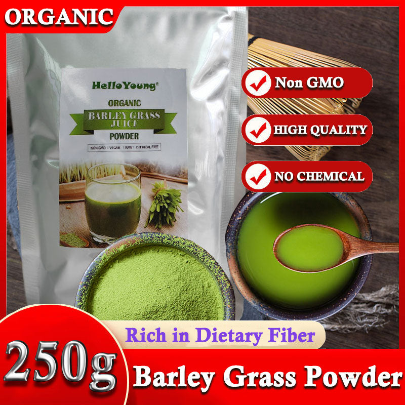 HelloYoung Organic Barley Grass Juice Powder Cold Pressed Rich in Immune Vitamin, Fibers, Minerals, Antioxidants and Protein, Support Immune System and Digestion