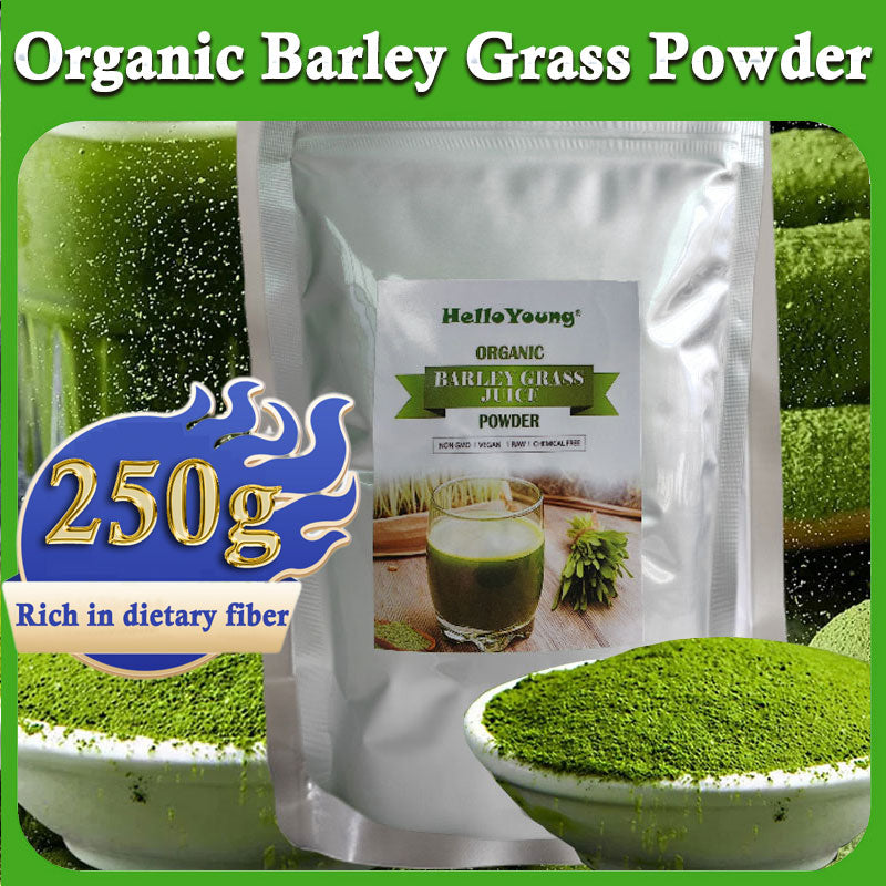 HelloYoung Barley Grass Powder Original 100% Pure And Organic Green Tea Barley Grass Powdered Drink Rich in Immune Vitamin, Fibers, Minerals Main image