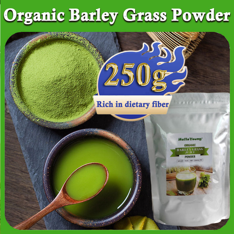 HelloYoung Barley Grass Powder original Easy to drink Pure Organic Barley Juice RAW, GREENISH LIKE LEAVES, NO PRESERVATIVE,NON GMO