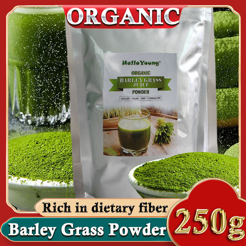 HelloYoung 250g Organic Barley Grass Powder Gluten Free Non-GMO Superfood Vegan moistening intestines, burning fat, purifying liver Main image