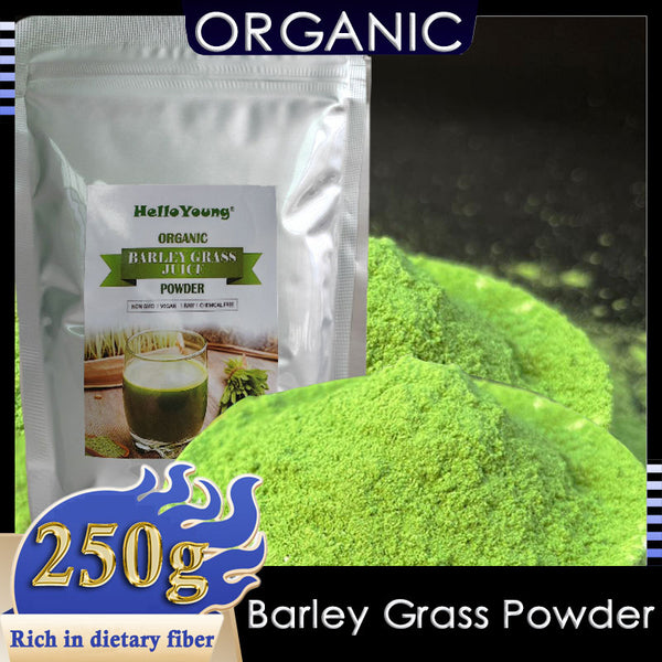 HelloYoung Imported Unsweetened Premium Organic Barley Grass Powder 250g for Immunity Support and Whole Food Supplement