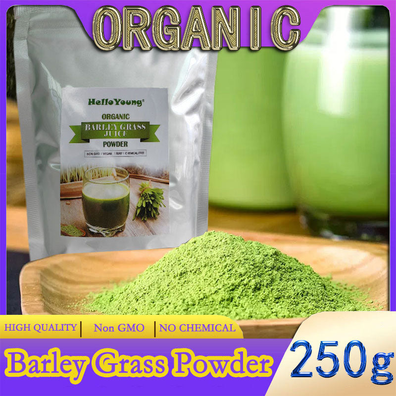 HelloYoung Barley grass official store Organic Barley Grass Powder original 250g  Contains Iron Vitamin C, & Vitamin E – Non-GMO Gluten-Free Soy-Free Vegan Main image