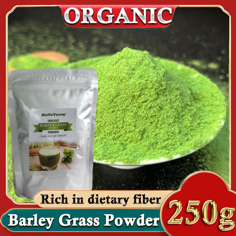 HelloYoung Barley Grass Powder 100% Pure & Organic Organic Barley Grass Powder Pure Organic Barley for Women and Men 250g Rich in Immune Vitamin, Fibers, Minerals Main image